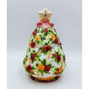Royal Albert Seasons of Color Christmas Tree Treat Jar Old Country Roses 2002